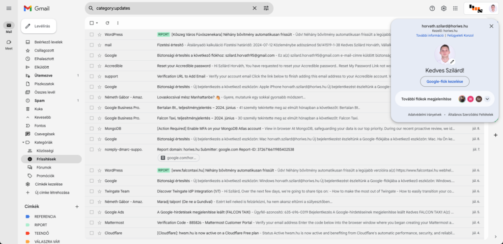 Gmail kezelőfelület